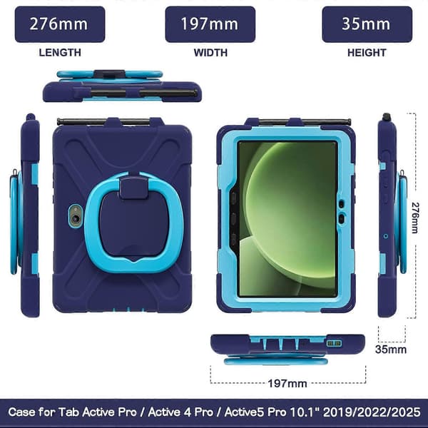 For Samsung Galaxy Tab Active5 Pro Deksel TPU+PC+Silikon Nettbrettdeksel Svingbart Støttehåndtak