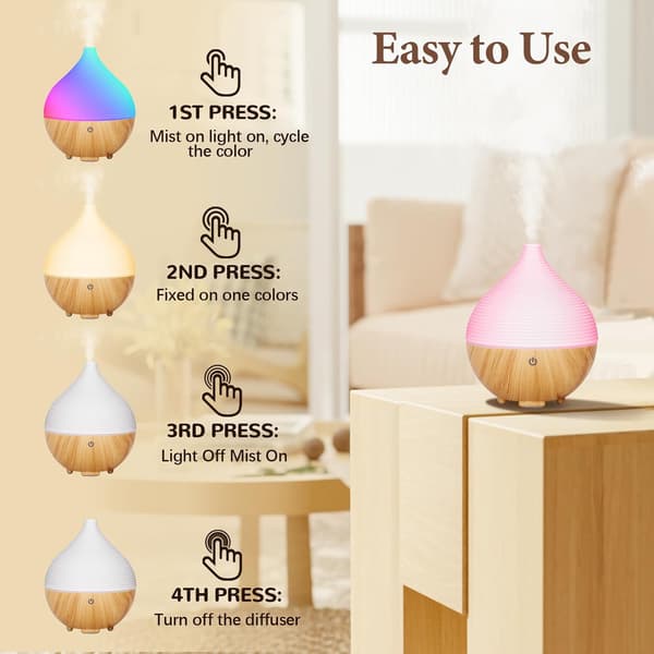 Æterisk oliediffuser, 160 ml aromadiffuser, diffuser med automatisk slukning til stue, soveværelse, yoga, massage