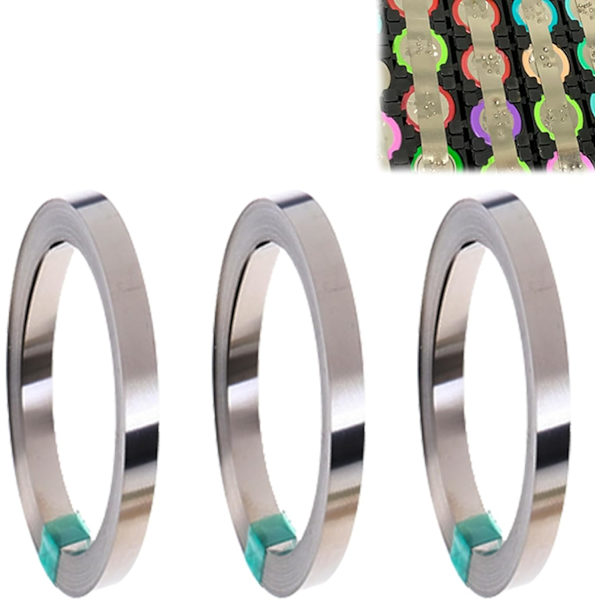 3 rullar nickeltejp: Ren nickeltejp, 0,1 * 8 mm * 10 m punktsvetstejp korrosionsbeständig punktsvets nickeltejp för 18650 batterisvetsning