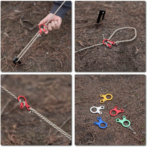Guyline Spændere 12 stk. Guyline Snor Justerer Aluminiumlegering Telt Reb Tilbehør til Vandreture Camping Telt ( Rød )