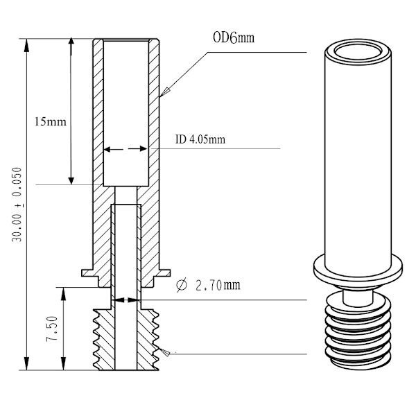 Uppgradera CR6 SE All Metal Heat Break Koppar Titan TC4 Hals för Creality CR-6 SE/Max/CR-5 PRO 3D-skrivare