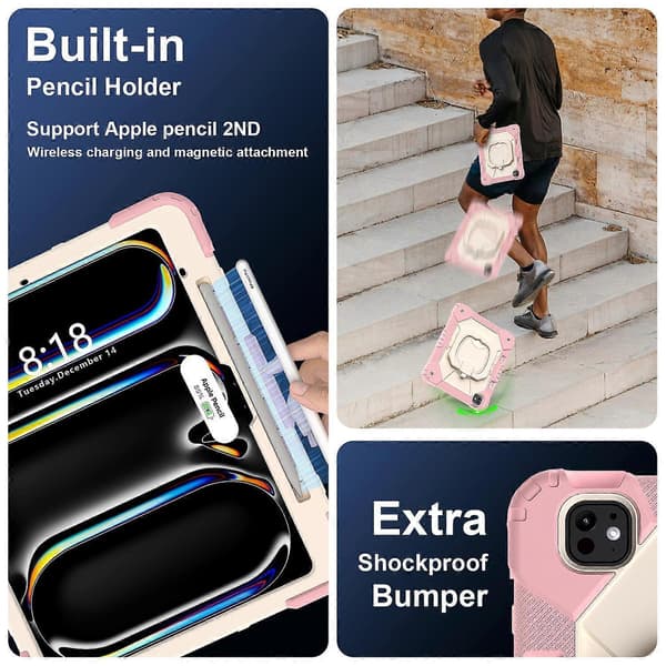 Kickstand Cover til iPad Pro 13 (2024) Silikone+PC Tablet Cover