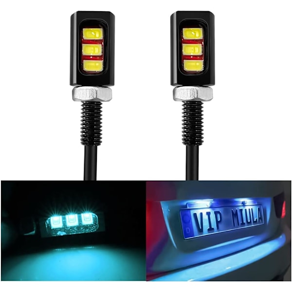 2 stk. 12V LED-nummerpladelys i aluminium, vandtæt skruebolt-nummerpladelampe, til de fleste køretøjer, lastbiler, motorcykler, cykler (lyseblå)