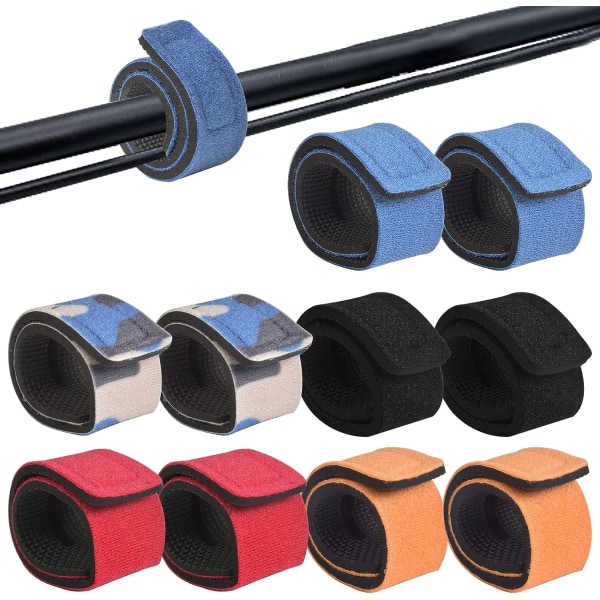 10-pakning fiskestangstropper, 5 farger elastiske magiske agnstropper, justerbare fiskestangstropper