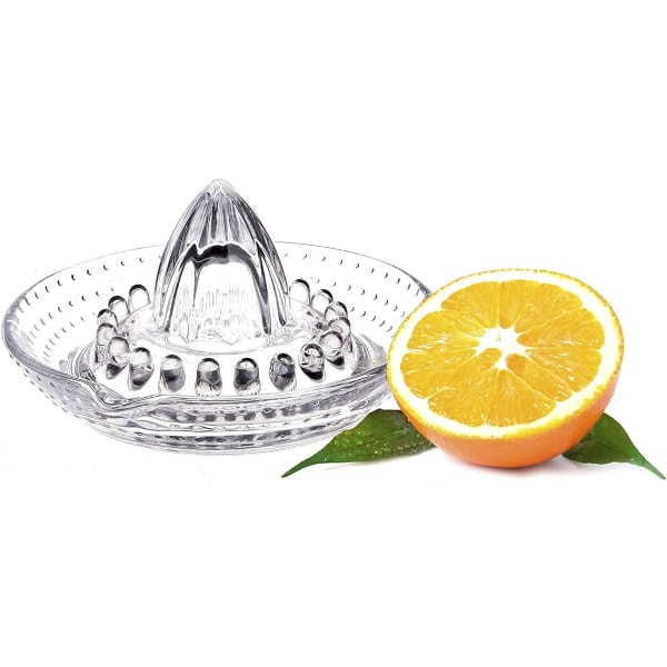 Citrus Orange Lemon Squeezer, Manuel hand juicer with glass and with handle and pour spout heavyweight glass