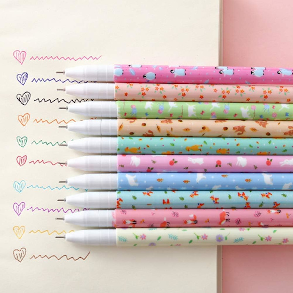 10 stk. søde farvepenne til kvinder Toshine farverige gelpenne flerfarvede penne til Bullet Journal-skrivning Roller Ball Fine Point-penne F Multicolored