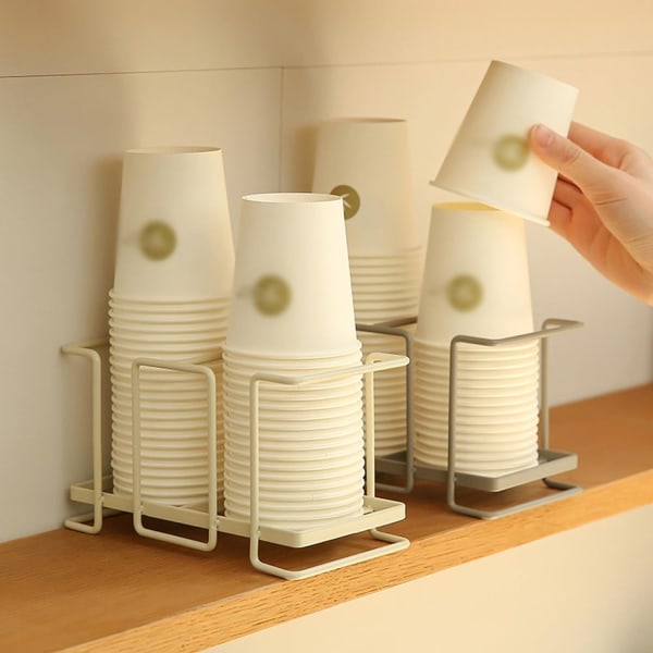 Pappersmugghållare Mugghållare Järnkonst Muggförvaringsställ Hushålls kaffekoppshållare (Vit)