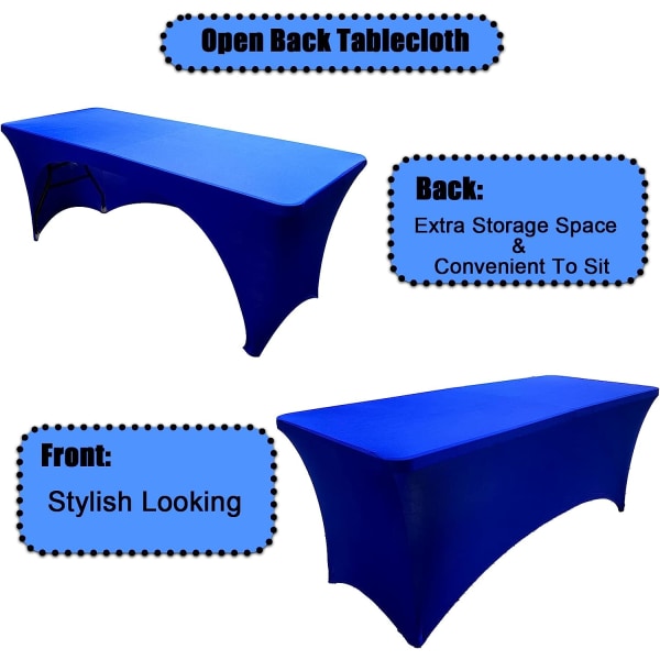 Stretchbare duker 6ft for rektangulære bord med åpen rygg, tilpassede Spandex rektangulære uteplassbordtrekk