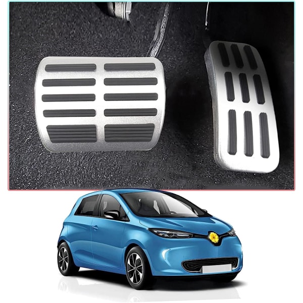 Kompatibel med Renault Zoe 2020-2022 Pedal Caps Running Board Fotstöd Tillbehör för Zoe 2022 ZOE Bil Gas- och Bromspedal (Silver)