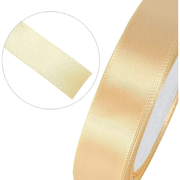 20mm Champagne Gold Satinband, 22m Champagne Gold Band för Presentinslagning, Tjockt Satinband för Bröllop, Satinband
