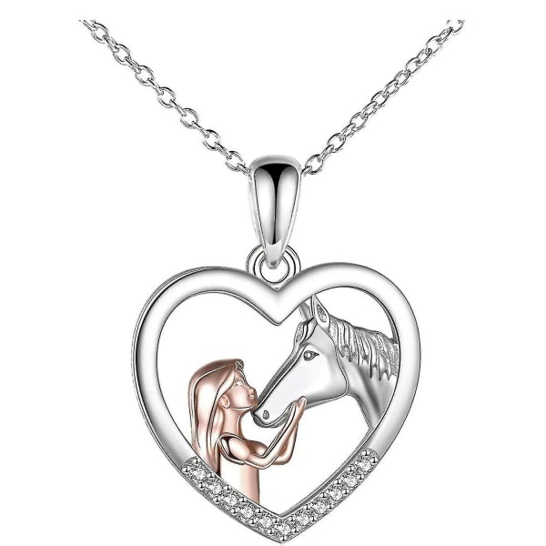 flicka och häst halsband för flickor Sterling silver häst smycken Häst presenter för kvinnor
