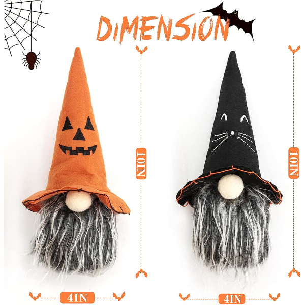Halloween Gnomes plyschdekorationer Set med 4, tomtedocka för heminredning Hushållsdekorationer