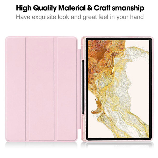Stativfodral för Samsung Galaxy Tab S10+ Stötdämpande Läder Tabletskydd med Pennhållare - Rosa