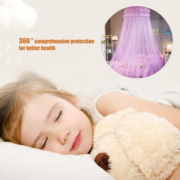 Myggestop til seng, Prinsesse Myggestop, Myggestop, til hjemmet, Camping mod insekter og myg, Pink rosa