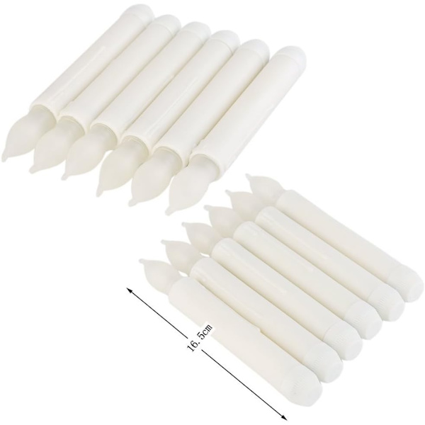 12 st flamlösa LED-ljus, avsmalnande ljus, 6,5 x 0,9 tum