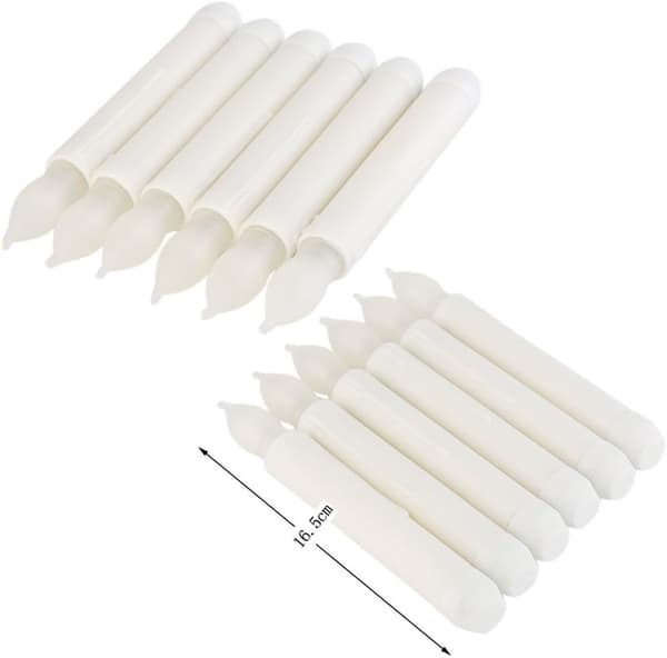 12 stk. Flammeløse LED-lys, Spisslys, 6,5x0,9 tommer