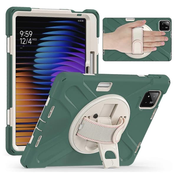 Fodral för Xiaomi Pad 7 TPU+PC+Silikon Ställ Anti-Fall Tablet Skydd - Smaragdgrön