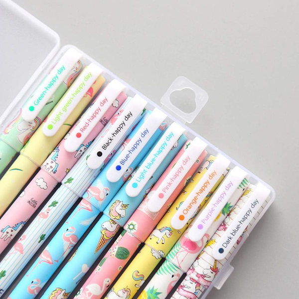 10 kpl söpöjä värikynää naisille Toshine värikkäitä geelivärikynät moniväriset kynät Bullet Journal -kirjoittamiseen Roller Ball -kynät ohuilla kärjillä C Multicolored