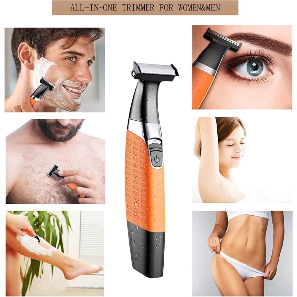 Elektriske shavere, skægtrimmer til mænd, vaskbar, trådløs USB-genopladelig hårfjerner til øjenbryn, skæg og kropshår til mænd og kvinder
