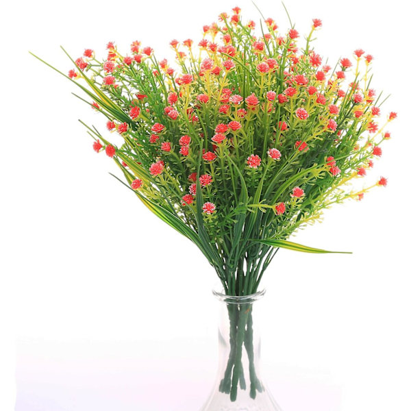 Kunstige Blomster Babysbreath Falsk Buket 6 Bundt Falske Planter Bryllup Brud Buket Udendørs Hjemmekontor (rød)