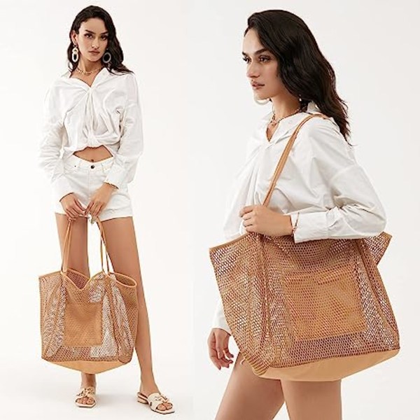 Mesh Beach Tote Damväskor Axelväska