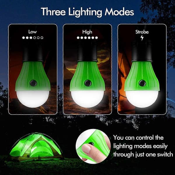 Teltlampe Bærbar LED Teltlys 4 Pakker Krog