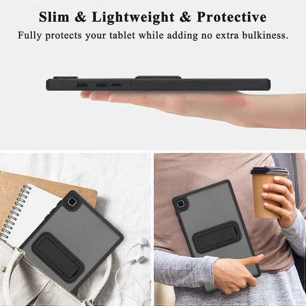 Til Samsung Galaxy Tab A7 Lite 8,7-tommer etui med støttefod TPU+PC Hud-Touch Tablet Cover - Sort
