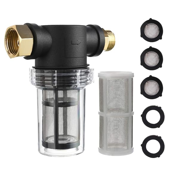 Havefilter til højtryksrenser, vandindløb, sediment inline filter, 40 mesh skærm, ekstra 100 mesh