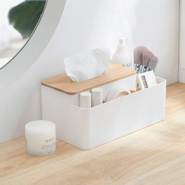 Multifunktionel Tissue Box Rektangulær Facial Tissue Holder Dispenser til Spisestue, Køkken, Soveværelseskommoder og Hjemmeindretning