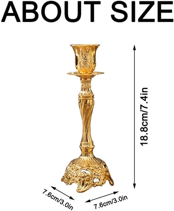 Guldfärgade ljusstakar set om 2, för 2,2 cm Shabbat-kronljus Gold