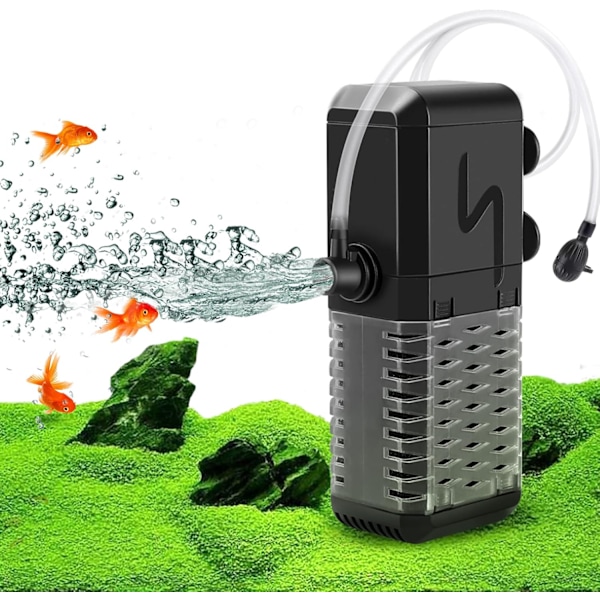 Justerbart Akvariumfilter 600L/H Akvariumpump, Ultraljuds-tyst Internt Akvariumfilter Lämpligt för Akvarier Upp till 200L (6W)