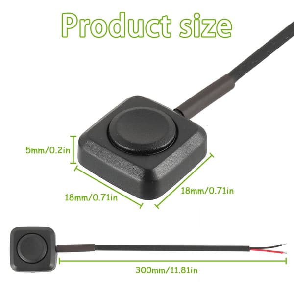 Pakke med 2 momentane trykknappbrytere, 12V/24V mini overflatemontert trykknappbryter