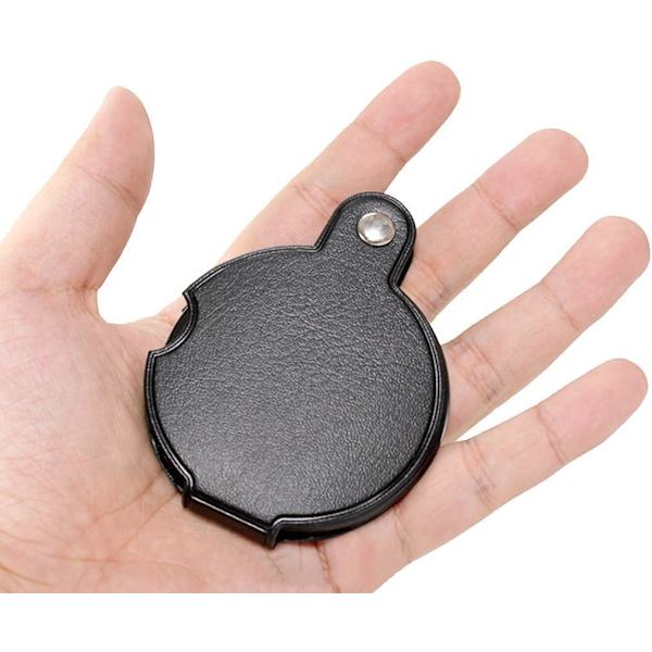Mini-taittotaskuluuppi 5x suurennuslasilla 50 mm halkaisijaltaan Luuppi nahkakotelolla