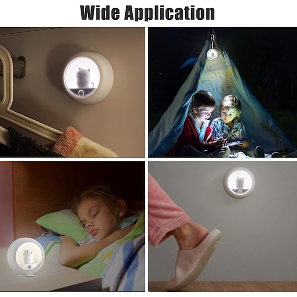 Ladattava liiketunnistimen yövalo - AIMILAR Magneettiset yövalot Säädettävä kirkkaus Stick-Anywhere Cat Lamp