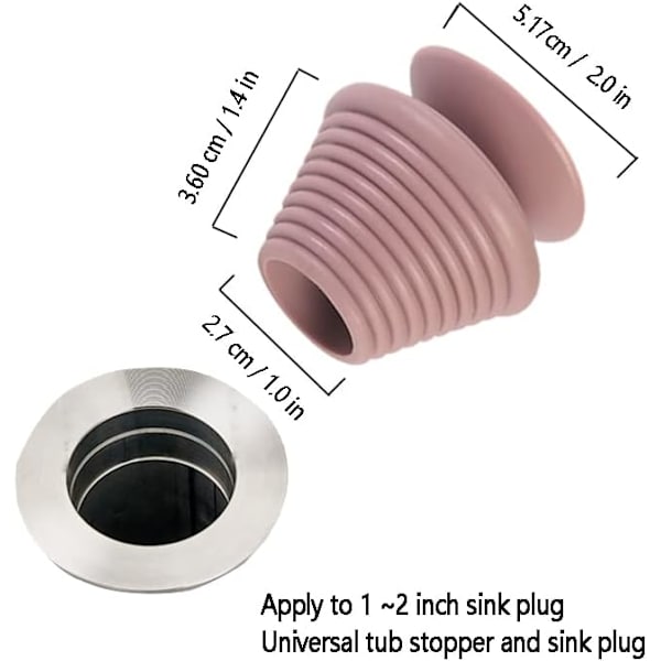 Universal afløbspropper til badekar, silikone badekarpropper til badekar og køkken (Pink)
