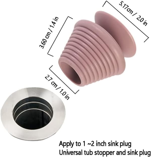 Universal avløpsstopper for badekar, silikon badekarstopper for badekar og kjøkken (rosa)