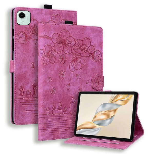 For Honor Pad X9a/Pad X9 Pro Etui Kortpladser Læder Tablet Stand Folio Cover Blomst Kat