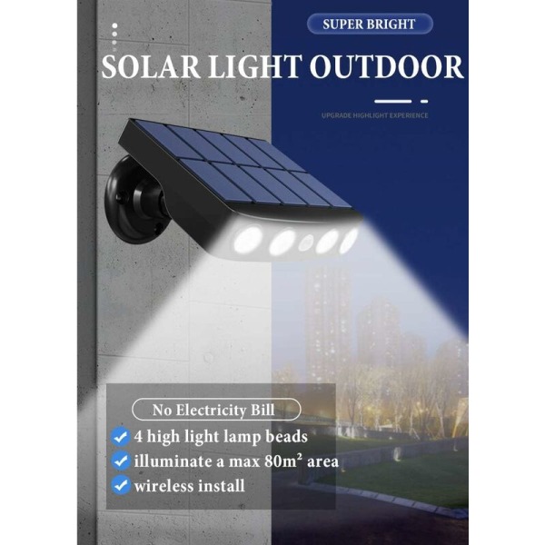 Solar Light Outdoor 500lm Solar Light Solar Lighting Rörelsesensor Vattentät utomhus trådlöst 2 delar vitt ljus