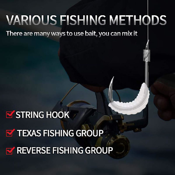 100 stk 2 cm fiske lokke maggot myk lokke lokke orm fiske lokke - kunstig lokke seksjon naturtro ørret sluk hard crankbait treble krok