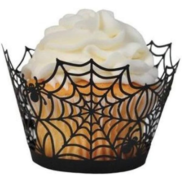 Halloween Cupcake Wrappers, Spindelnät Cupcake Wrapper, Halloween festdekorationer Tillbehör 100st