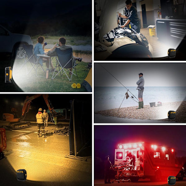 Laddningsbar LED-belysning 30W 2000LM LED-belysning Batteri 14 lägen Bärbar LED-byggbelysning 136 LED-arbetslampa med USB, Gul, 2 st