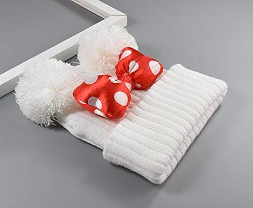 Vinterhue til små piger med pompon - varm strikket babyhue