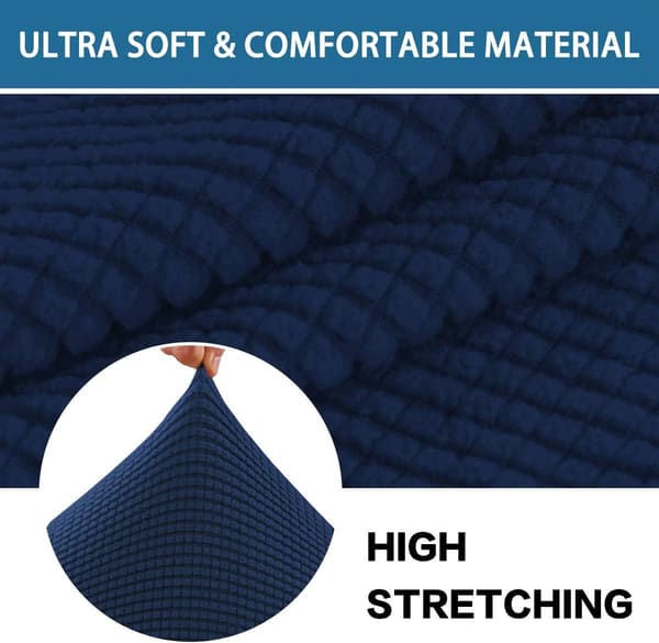 Strekkbart sofaputetrekk Sofapute Møbelbeskytter Sofatrekk med elastisk bunn Små ruter (2 deler, marineblå) 1 Seater*2 Navy