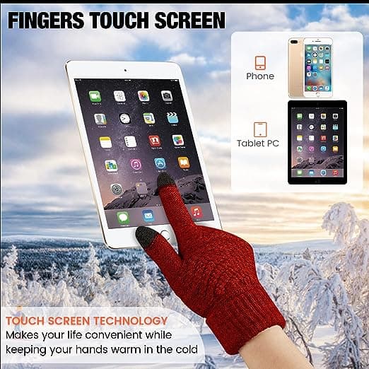 2 par kvinders vinter touch screen handsker Varme uldforet strikkede handsker Elastiske manchetter Vinterhandsker