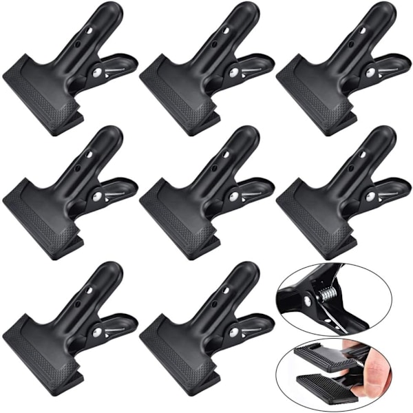 8 stk. metalfjederklemme, klemme med gummimuffe fjederklemme 10,5*7,8*6,5 cm