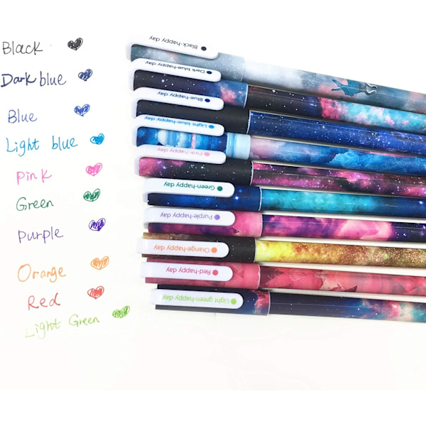 10 kpl söpöjä värikyniä naisille Toshine värikkäät geelivärikynät moniväriset kynät Bullet Journal -kirjoittamiseen Roller Ball -kynät ohuet kärjet E Multicolored
