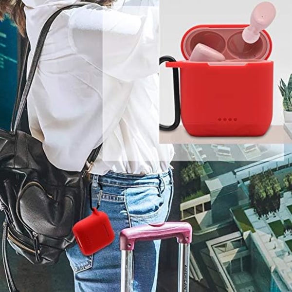 Bluetooth-øretelefonsilikoneetuiet er kompatibelt med Tozo t6, LED, tozo t6-etui med nøglering. (Sort)
