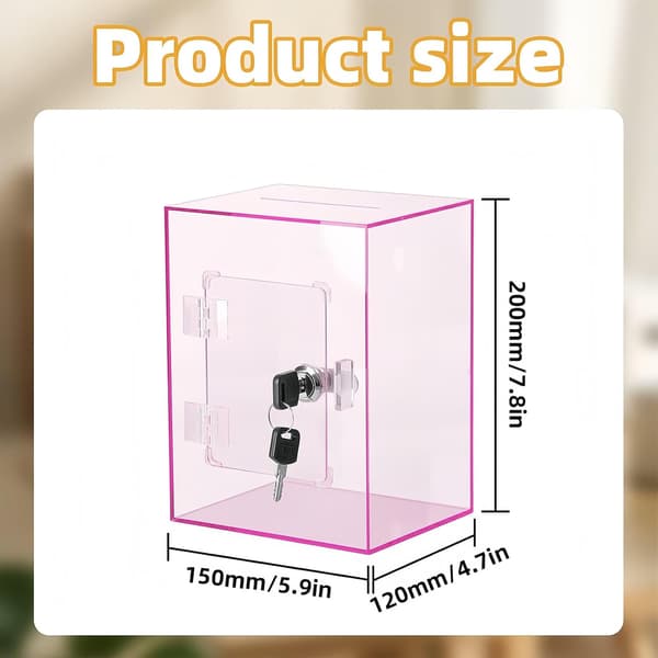 Klar sparegris med nøgle, genanvendelig stor åbenbar pengeboks (pink)