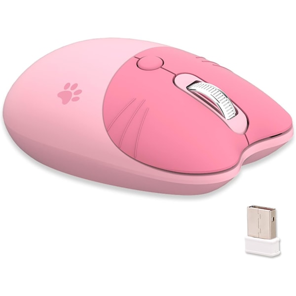 Wireless Mouse, Lightweight Silent Mouse, 2.4G Wireless Mouse, Candy Color, Kawaii Mouse for Girls and Kids (Pink)