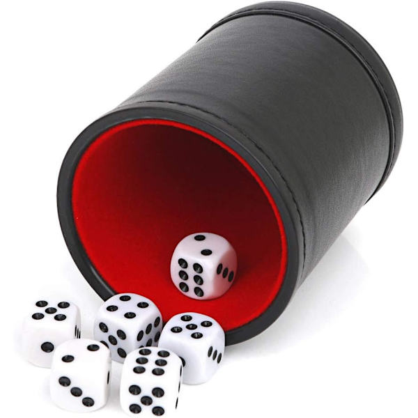 Huopuvuorattu ammattimainen noppakuppi - 6 noppaa Yahtzee-peliin